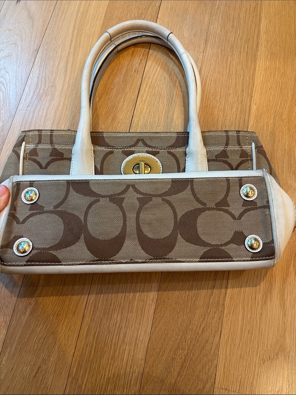 Coach Shoulder Bag Monogram Brown White - Picture 3 of 8